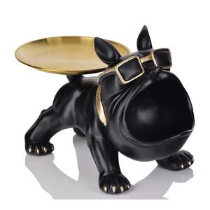 30cm Resin Bulldog Statue Storage Box Dog Figurine Home Decor Animal Sculpture